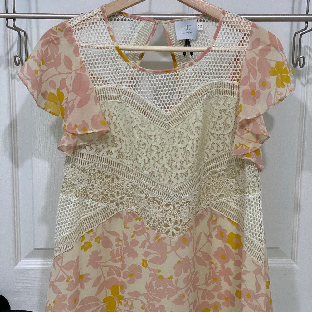 Anthropologie Floral Lace Blouse Sz 4